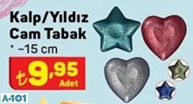 kalp yıldız cam tabak