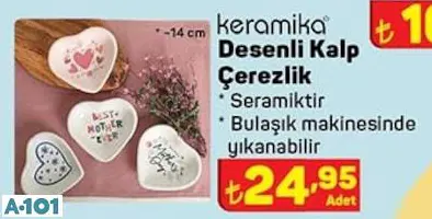 Keramika Desenli Kalp Çerezlik