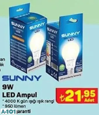 sunny 9w led ampul