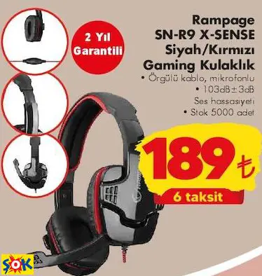 Rampage SN-R9 X-SENSE Siyah/Kırmızı Gaming Kulaklık
