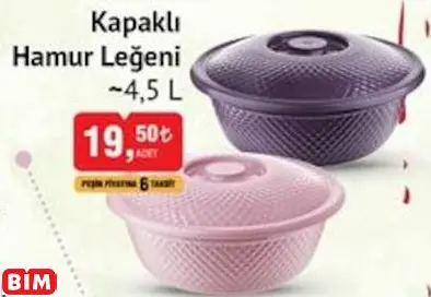 Kapaklı Hamur Leğeni