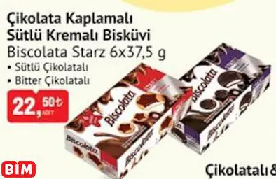 Biscolata Starz Çikolata Kaplamalı Sütlü Kremalı Bisküvi