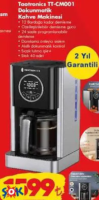 Taotronics TT-CM001 Dokunmatik Kahve Makinesi