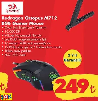 Redragon Octopus M712 RGB Gamer/Oyuncu Mouse