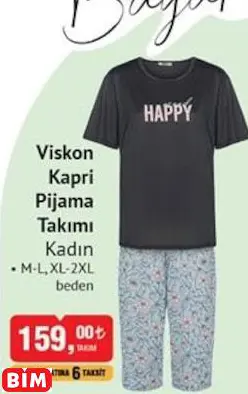 Viskon Kapri Pijama Takımı Kadın