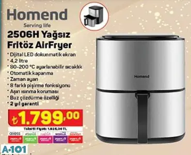 Homend Yağsız Fritöz Airfryer