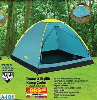 Dome 3 Kişilik Kamp Çadırı