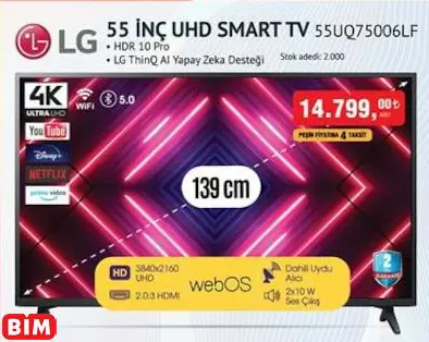LG  55UQ75006LF  55 İNÇ UHD SMART TV