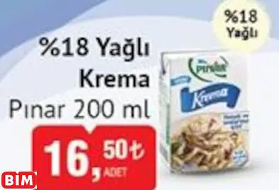 Pınar  %18 Yağlı Krema