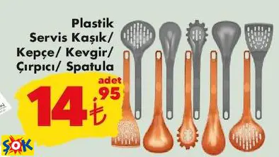 Plastik Servis Kaşık/ Kepçe/ Kevgir/ Çırpıcı/ Spatula