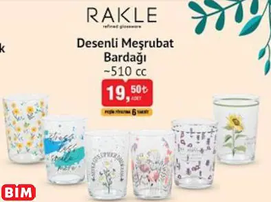 Rakle Desenli Meşrubat Bardağı