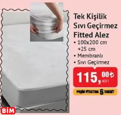 Tek Kişilik  Sıvı Geçirmez  Fitted Alez