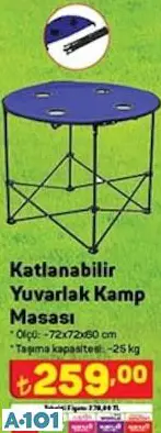 katlanabilir yuvarlak kamp masası
