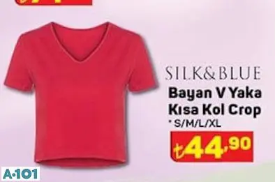 silk&blue v yaka kısa kol crop