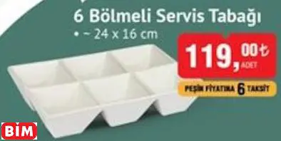 Alpina 6 Bölmeli Servis Tabağı ~ 24 X 16 Cm