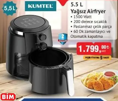 Kumtel 5.5 L Yağsız Airfryer