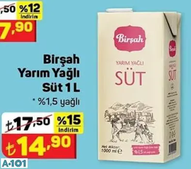 Birşah Yarım Yağlı Süt