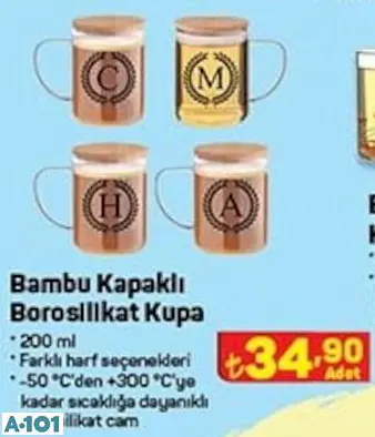 Bambu Kapaklı Borosilikat Kupa