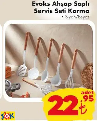 Evoks Ahşap Saplı Servis Seti Karma Evoks Ahşap Saplı Servis Seti Karma