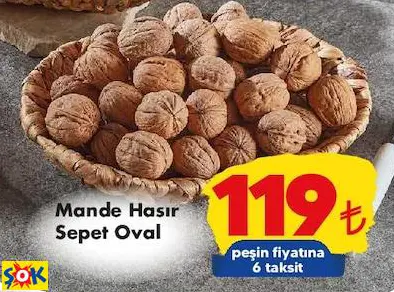 Mande Hasır Sepet Oval