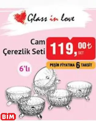 Glass İn Love Cam Çerezlik Seti