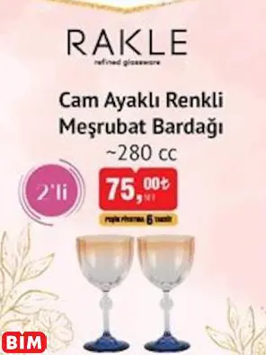 Rakle Cam Ayaklı Renkli Meşrubat Bardağı