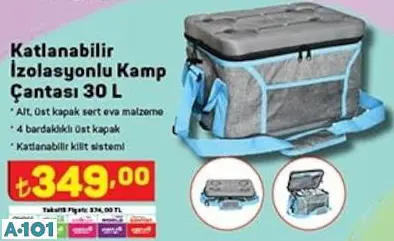 Katlanabilir İzolasyonlu Kamp Çantası 30L