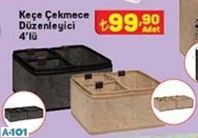 Keçe Çekmece Düzenleyici 4'Lü