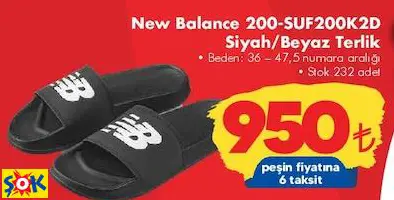 New Balance 200-SUF200K2D Siyah/Beyaz Terlik