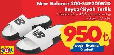 New Balance 200-SUF200B2D Beyaz/Siyah Terlik