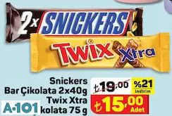 Snickers Bar Çikolata 2X40 Gr