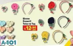 Ekose desenli toka ve taç Ekose desenli toka ve taç