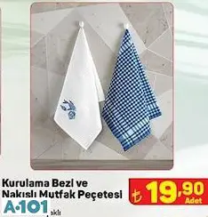 Kurulama Bezi Ve Nakışlı Mutfak Peçetesi