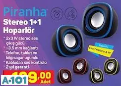 Piranha Stereo 1+1 Hoparlör