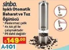 Sinbo Işıklı Otomatik Baharat Öğütücü