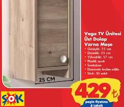 Vega TV Ünitesi Üst Dolap Varna Meşe