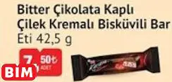 Eti Bitter Çikolata Kaplı Çilek Kremalı Bisküvili Bar