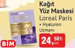 Loreal Paris Kağıt Yüz Maskesi Loreal Paris Kağıt Yüz Maskesi
