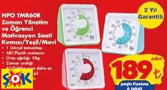 NPO TMR60R Zaman Yönetim ve Öğrenci Motivasyon Saati Kırmızı/Yeşil/Mavi