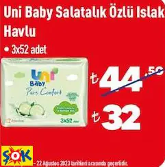 Uni Baby Salatalık Özlü Islak Havlu • 3X52 Adet