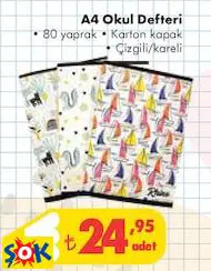 A4 Okul Defteri  • 80 yaprak • Karton kapak • Çizgili/kareli