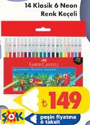 Faber Castell 14 Klasik 6 Neon Renk Keçeli Kalem