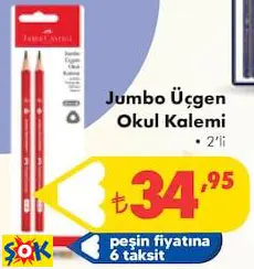 Faber Castell Jumbo Üçgen Okul Kalemi 2’Li