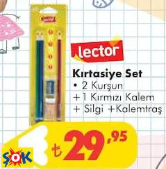 Kırtasiye Seti • 2 Kurşun +1 Kırmızı Kalem + Silgi +Kalemtraş