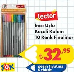 İnce Uçlu Keçeli Kalem 10 Renk Fineliner