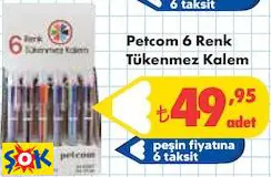 Petcom 6 Renk Tükenmez Kalem