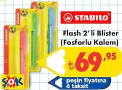 Stabio Flash 2’li Blister (Fosforlu Kalem)