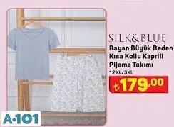 Silk&Blue Bayan Büyük Beden Kısa Kollu Kaprili Pijama Takımı