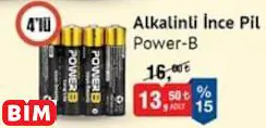 Power-B Alkalinli İnce Pil