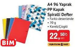 Studi A4 96 Yaprak PP Kapak  Spiralli Defter